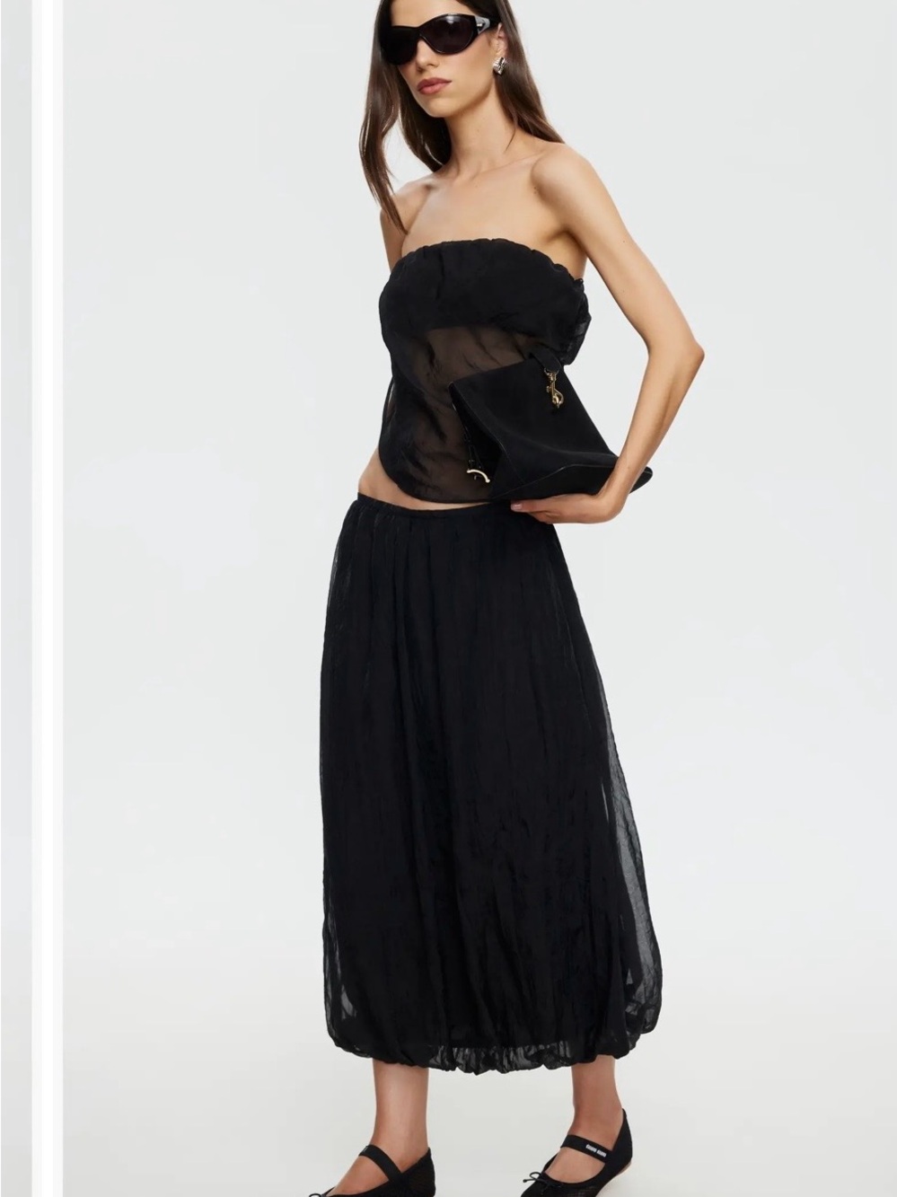 Lioness Black Strapless Sheer Midi Skirt Set - Picture 1 of 2